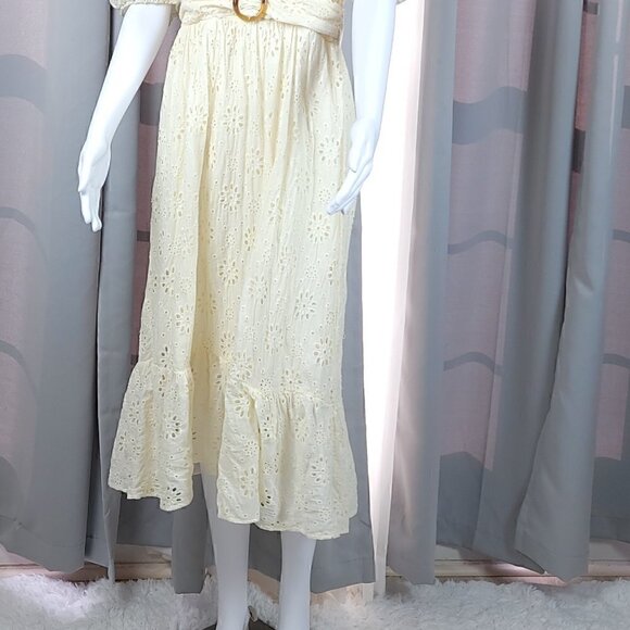 Ryan Michelle Women's 100% Cotton Cream Midi Dress Size Large (NWT) - Picture 3 of 14